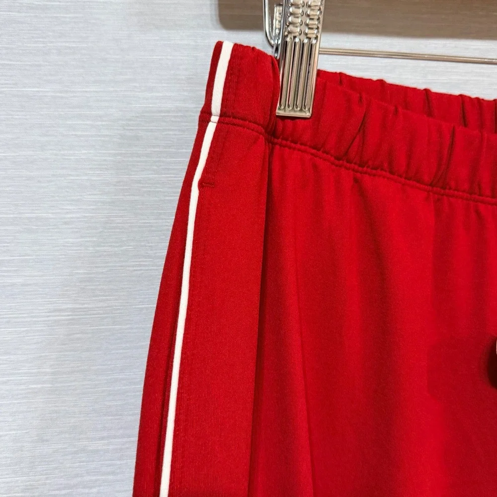 Yitty Cloud Jersey Sleep Set Holly Berry Red Long Sleeve Wide Leg Pajamas M NEW